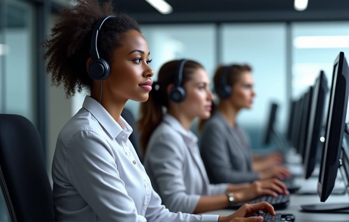Support team working in an office